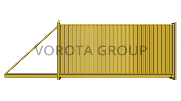 Откатные ворота из профнастила Doorhan желтые 3000x2200